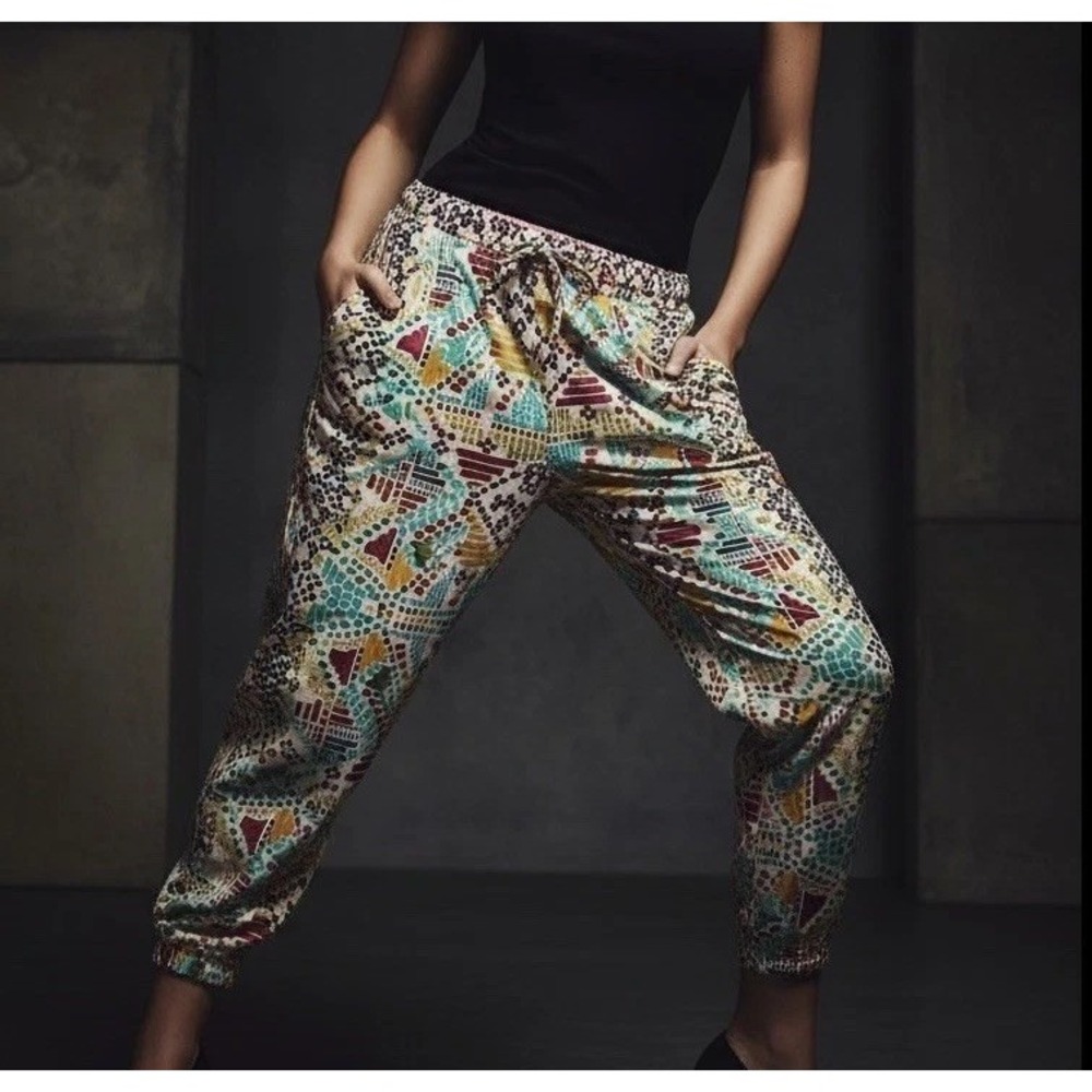 $295 JOHNNY WAS XXL Silk Genora Paneled Jogger Lounge Pants Etris Aztec Boho